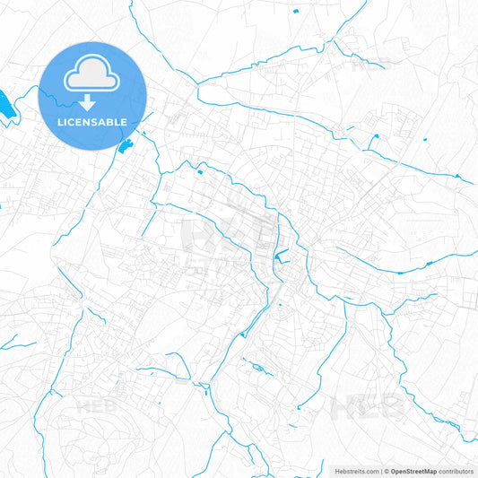 Detmold, Germany PDF vector map with water in focus