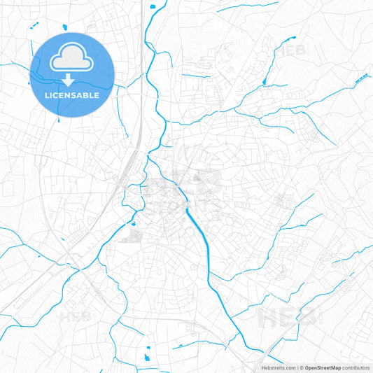 Herford, Germany PDF vector map with water in focus