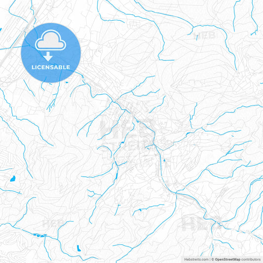 Baden-Baden, Germany PDF vector map with water in focus