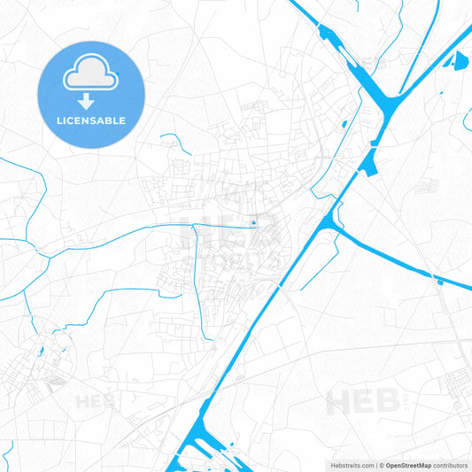 Datteln, Germany PDF vector map with water in focus