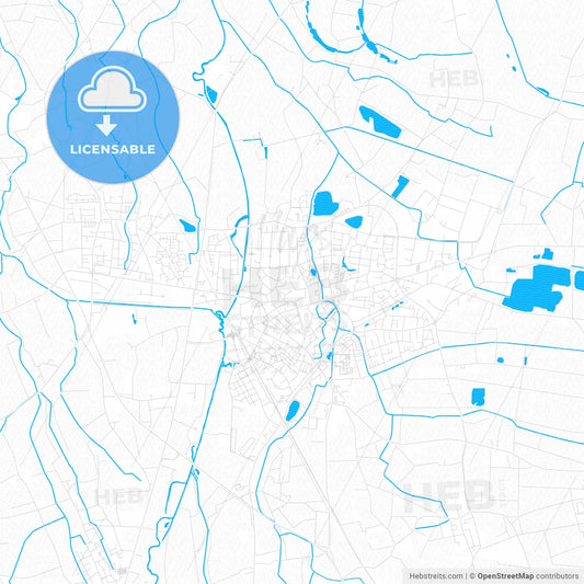Geldern, Germany PDF vector map with water in focus