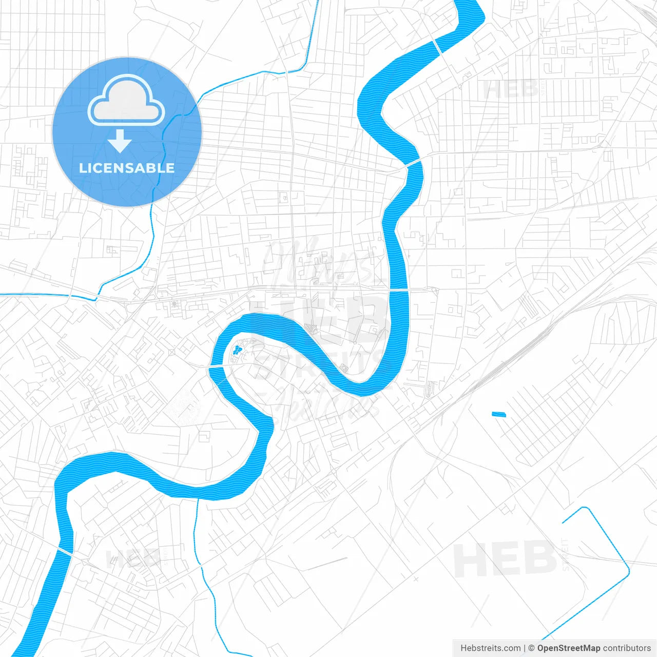 Atyrau, Kazakhstan PDF vector map with water in focus