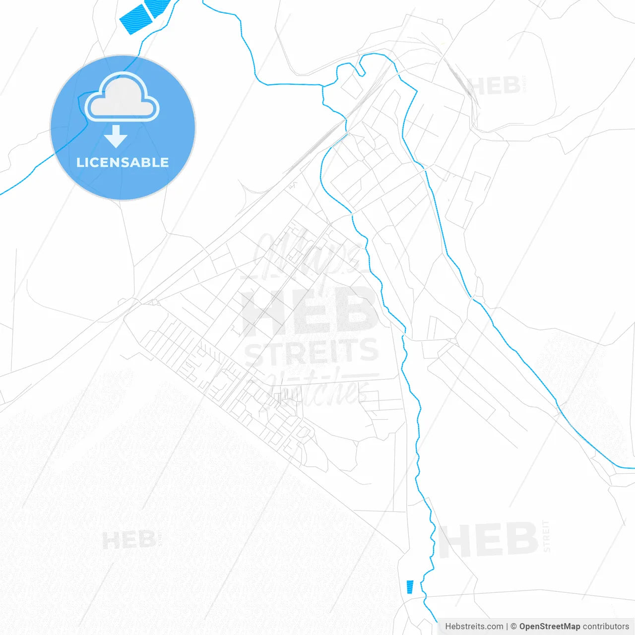 Ridder, Kazakhstan PDF vector map with water in focus