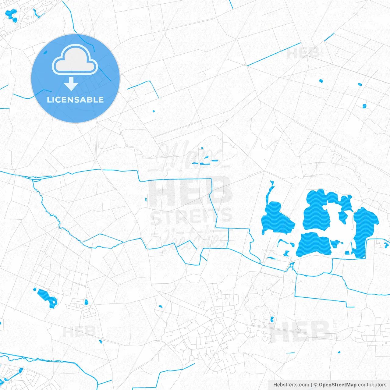 Gemert-Bakel, Netherlands PDF vector map with water in focus