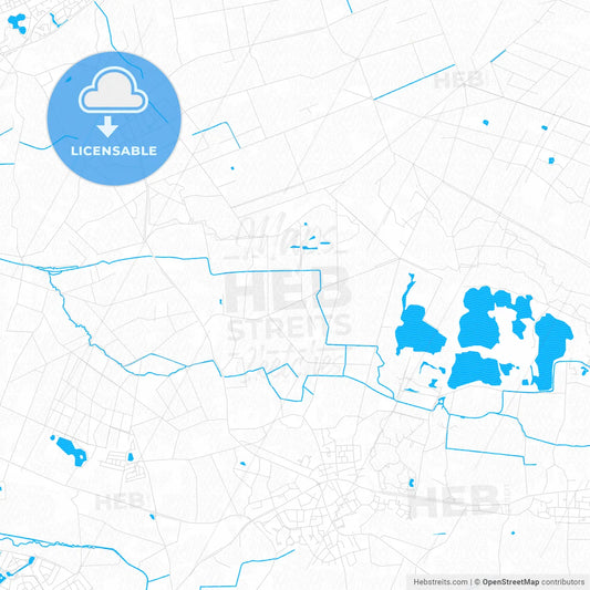 Gemert-Bakel, Netherlands PDF vector map with water in focus