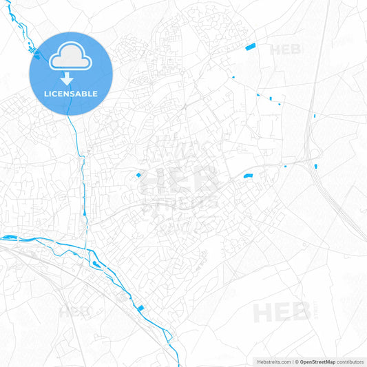 Hemel Hempstead, England PDF vector map with water in focus
