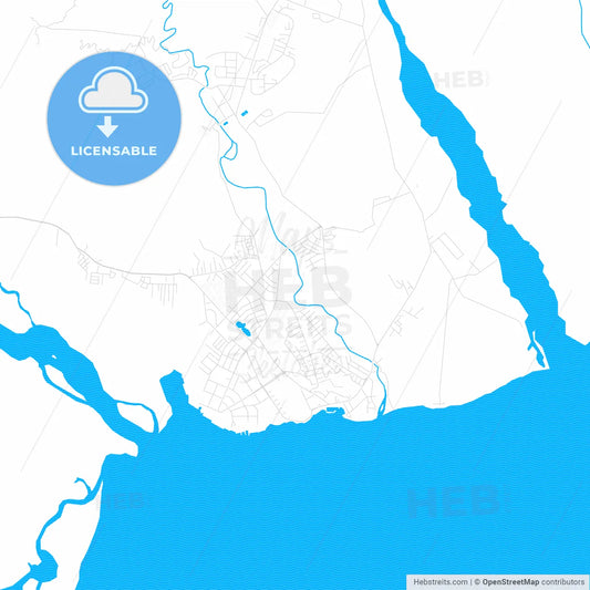 Lae, Papua New Guinea PDF vector map with water in focus