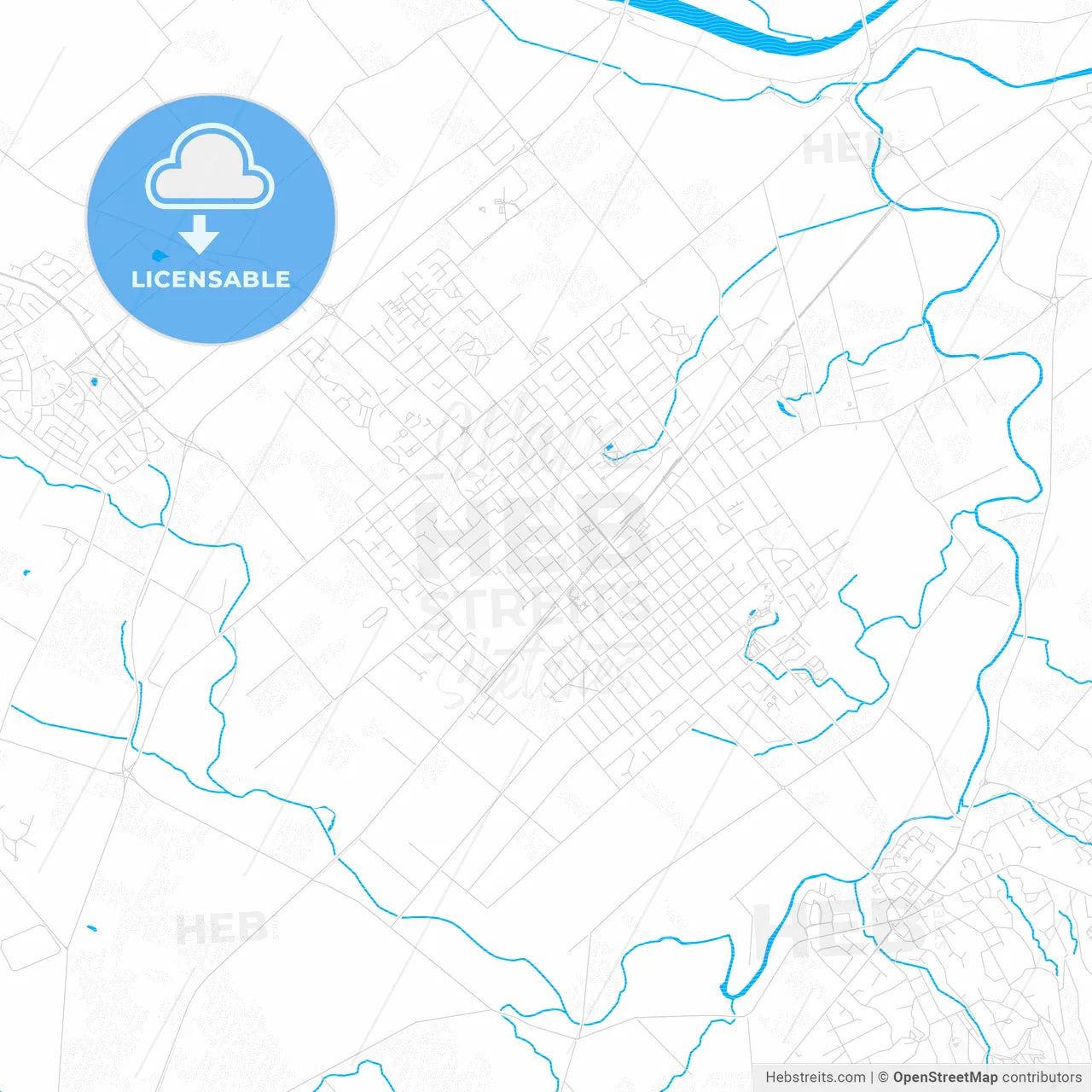 Napier-Hastings, New Zealand PDF vector map with water in focus