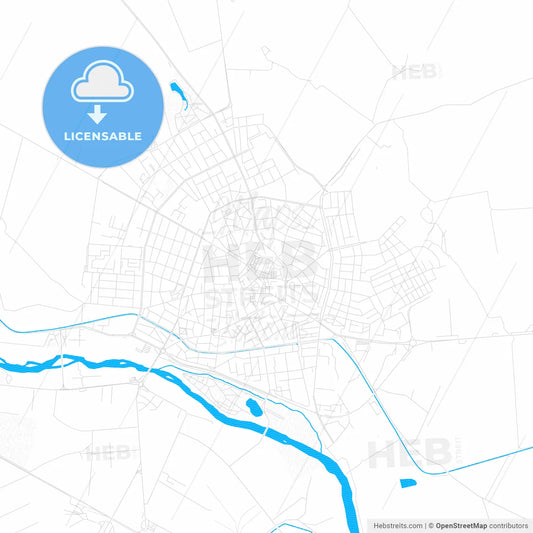 Pazardzhik, Bulgaria PDF vector map with water in focus