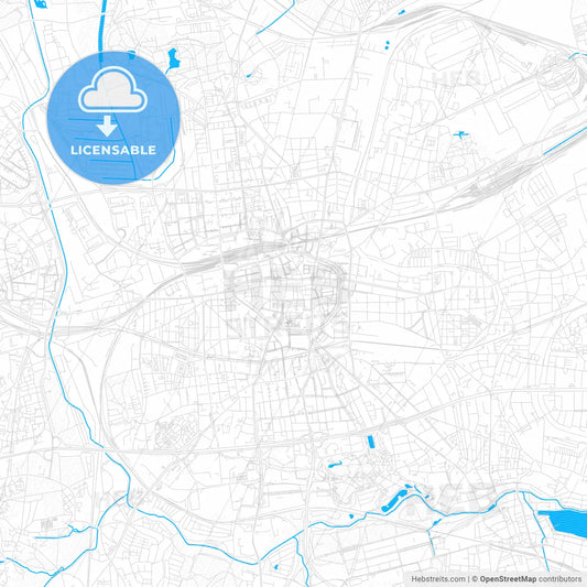 Dortmund, Germany PDF vector map with water in focus