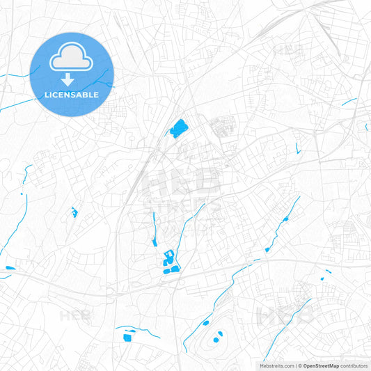 Gladbeck, Germany PDF vector map with water in focus