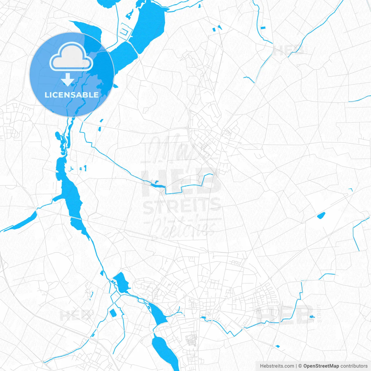 Nettetal, Germany PDF vector map with water in focus