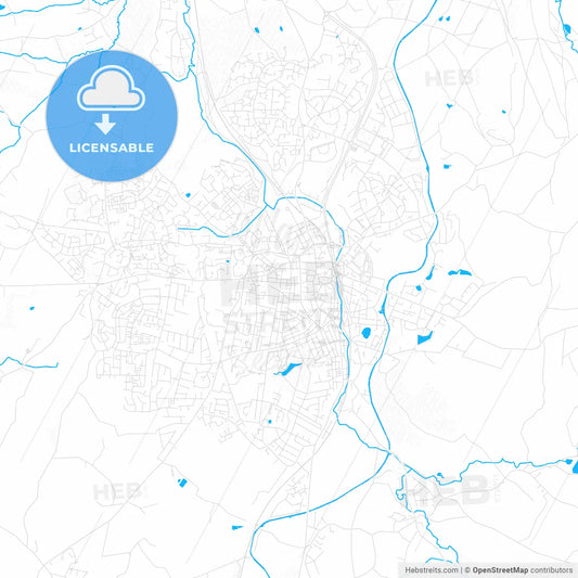 Macclesfield, England PDF vector map with water in focus