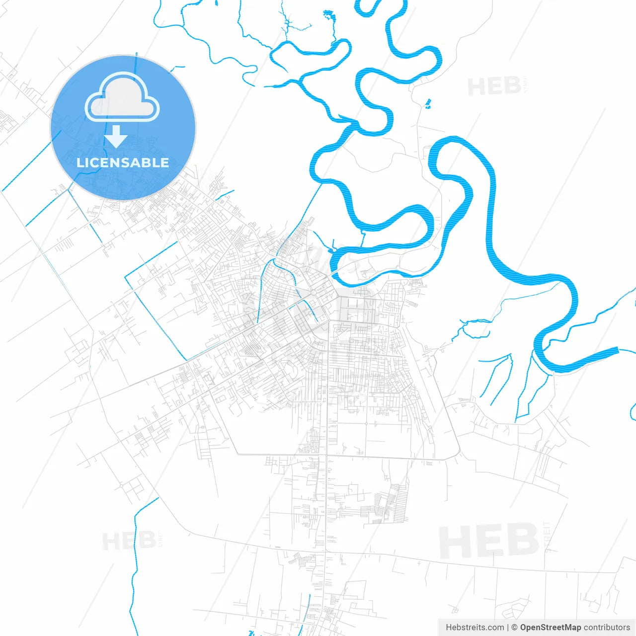 Palangka Raya, Indonesia PDF vector map with water in focus