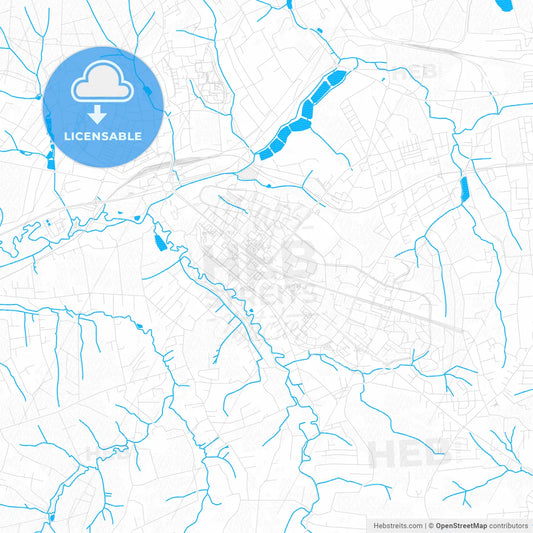 Havířov, Czechia PDF vector map with water in focus