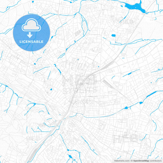 Bielefeld, Germany PDF vector map with water in focus