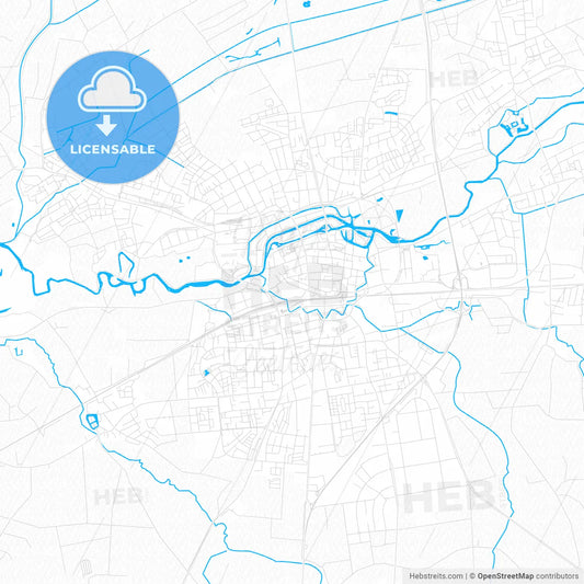 Lippstadt, Germany PDF vector map with water in focus