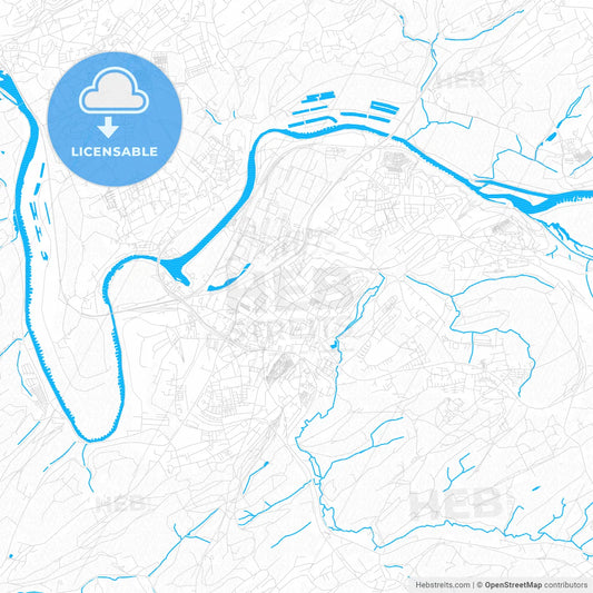 Hattingen, Germany PDF vector map with water in focus