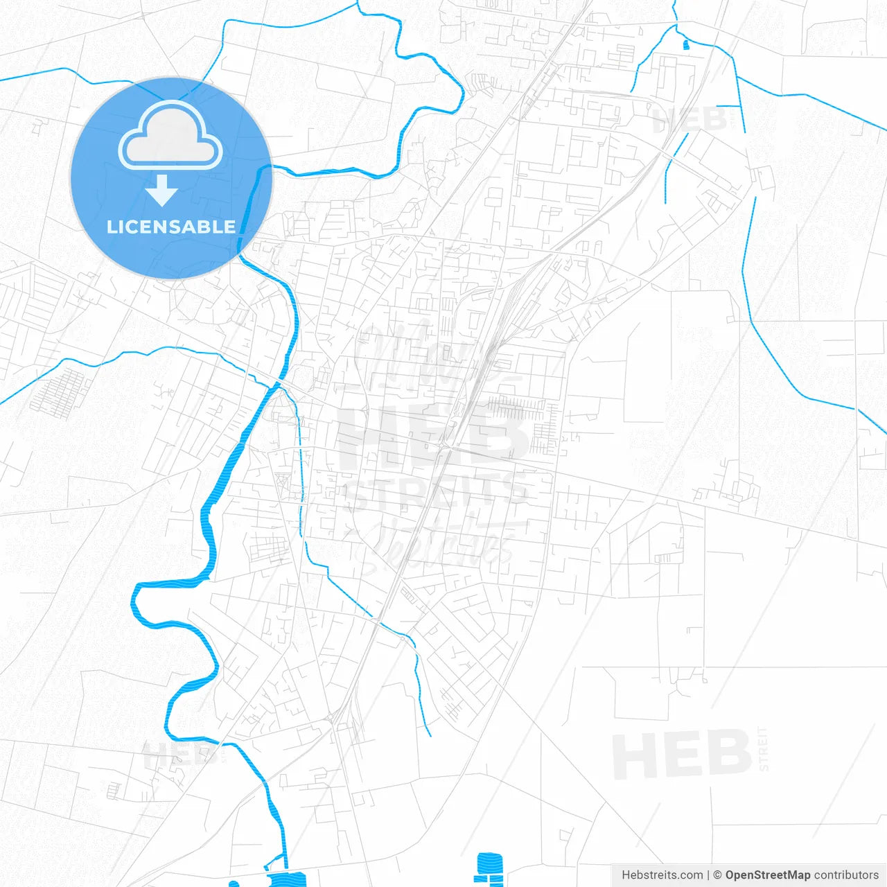Marijampolė, Lithuania PDF vector map with water in focus