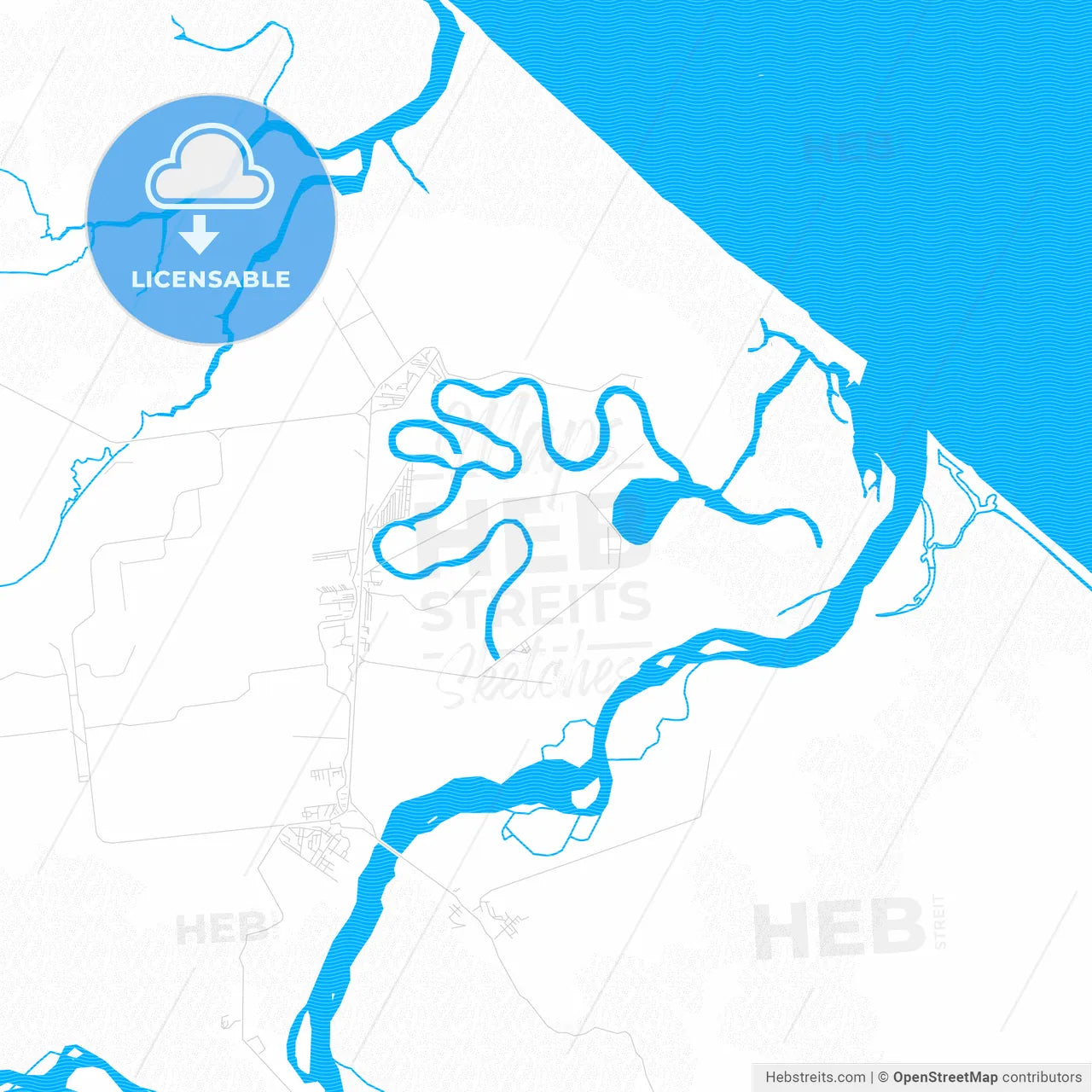 Changuinola, Panama PDF vector map with water in focus