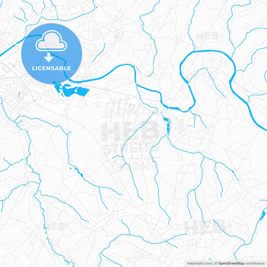 Hennef (Sieg), Germany PDF vector map with water in focus