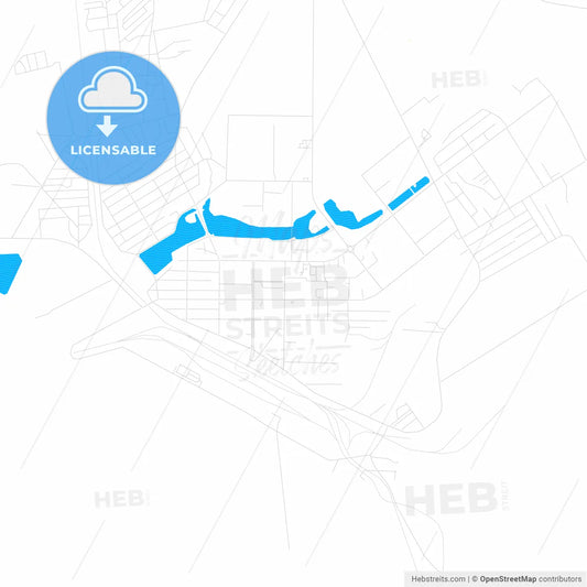 Arkalyk, Kazakhstan PDF vector map with water in focus