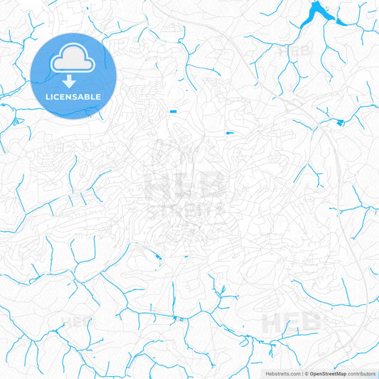 Ludenscheid, Germany PDF vector map with water in focus