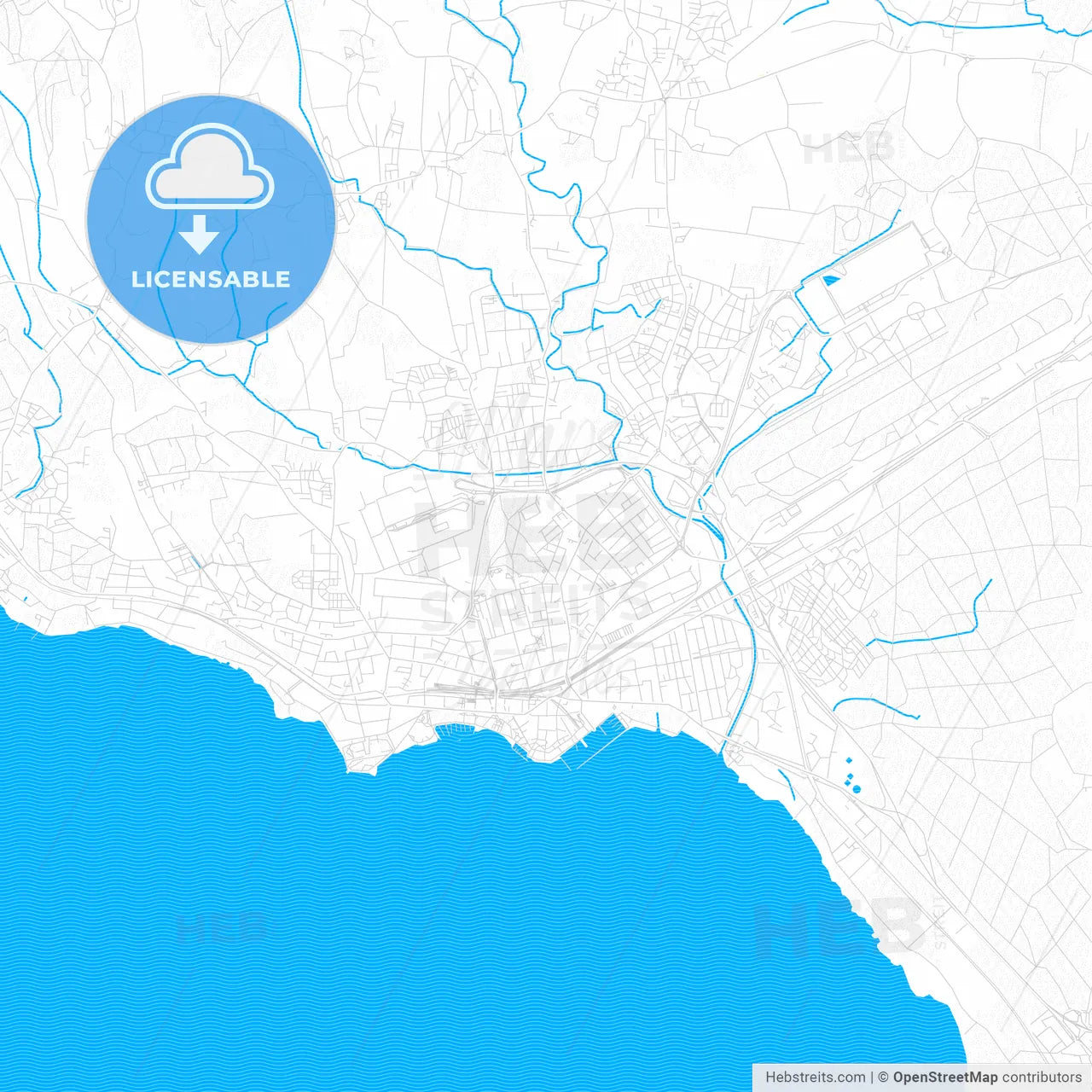 Friedrichshafen, Germany PDF vector map with water in focus
