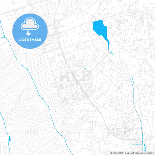 Almaty, Kazakhstan PDF vector map with water in focus