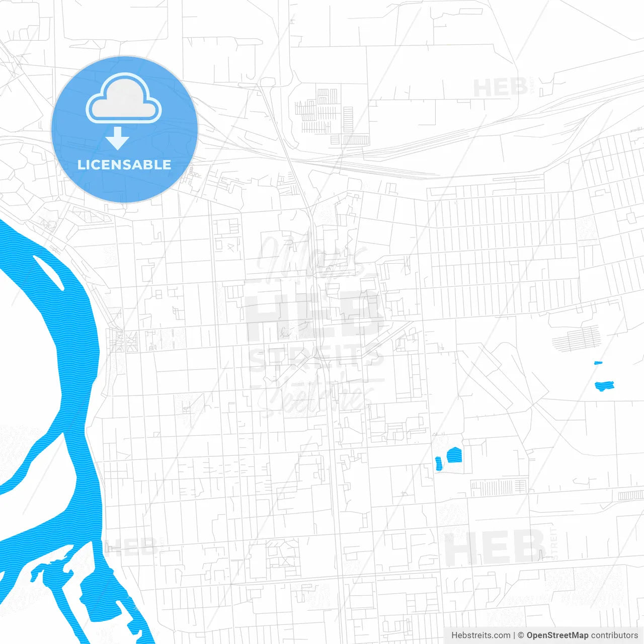 Pavlodar, Kazakhstan PDF vector map with water in focus
