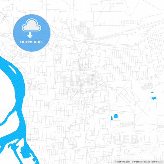 Pavlodar, Kazakhstan PDF vector map with water in focus