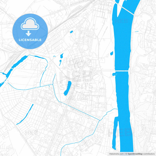 Nizhny Novgorod, Russia PDF vector map with water in focus