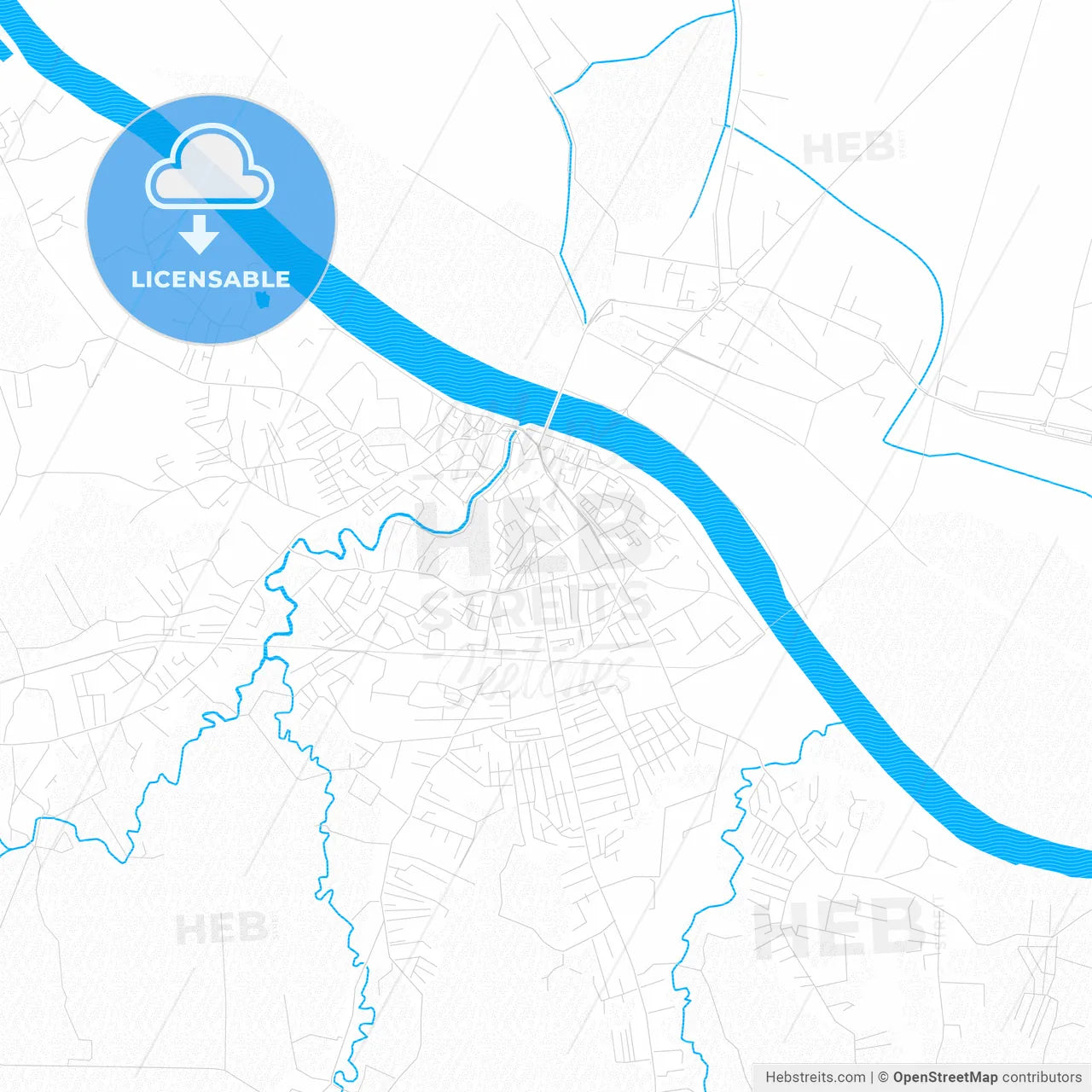 Brčko, Bosnia and Herzegovina PDF vector map with water in focus