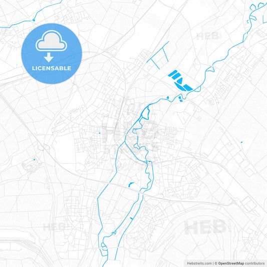 Grevenbroich, Germany PDF vector map with water in focus