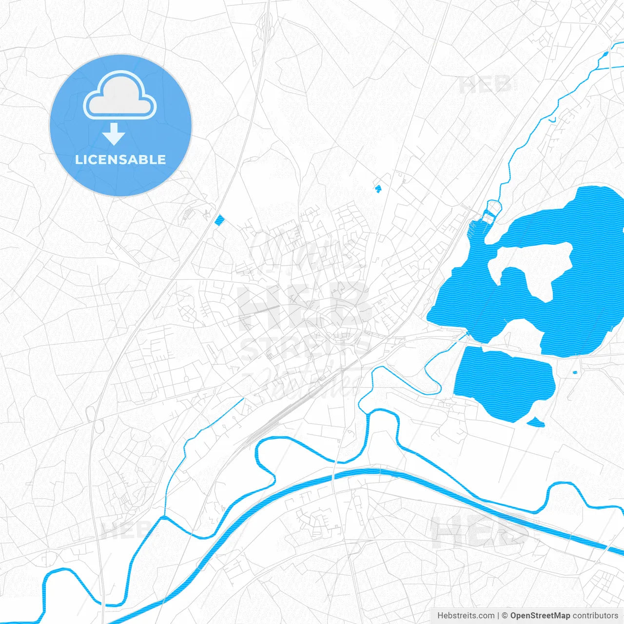 Haltern am See, Germany PDF vector map with water in focus