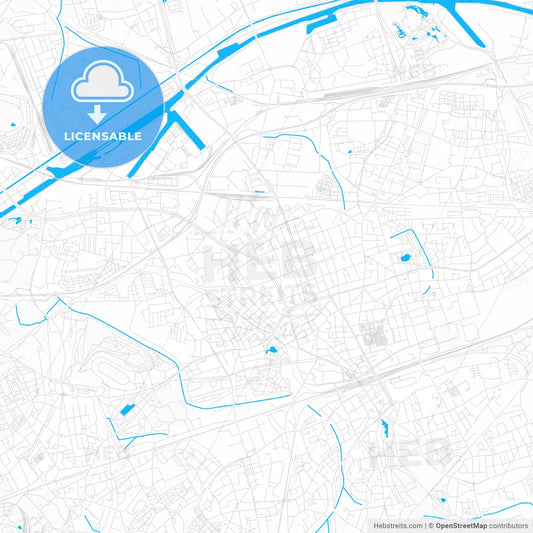 Gelsenkirchen, Germany PDF vector map with water in focus