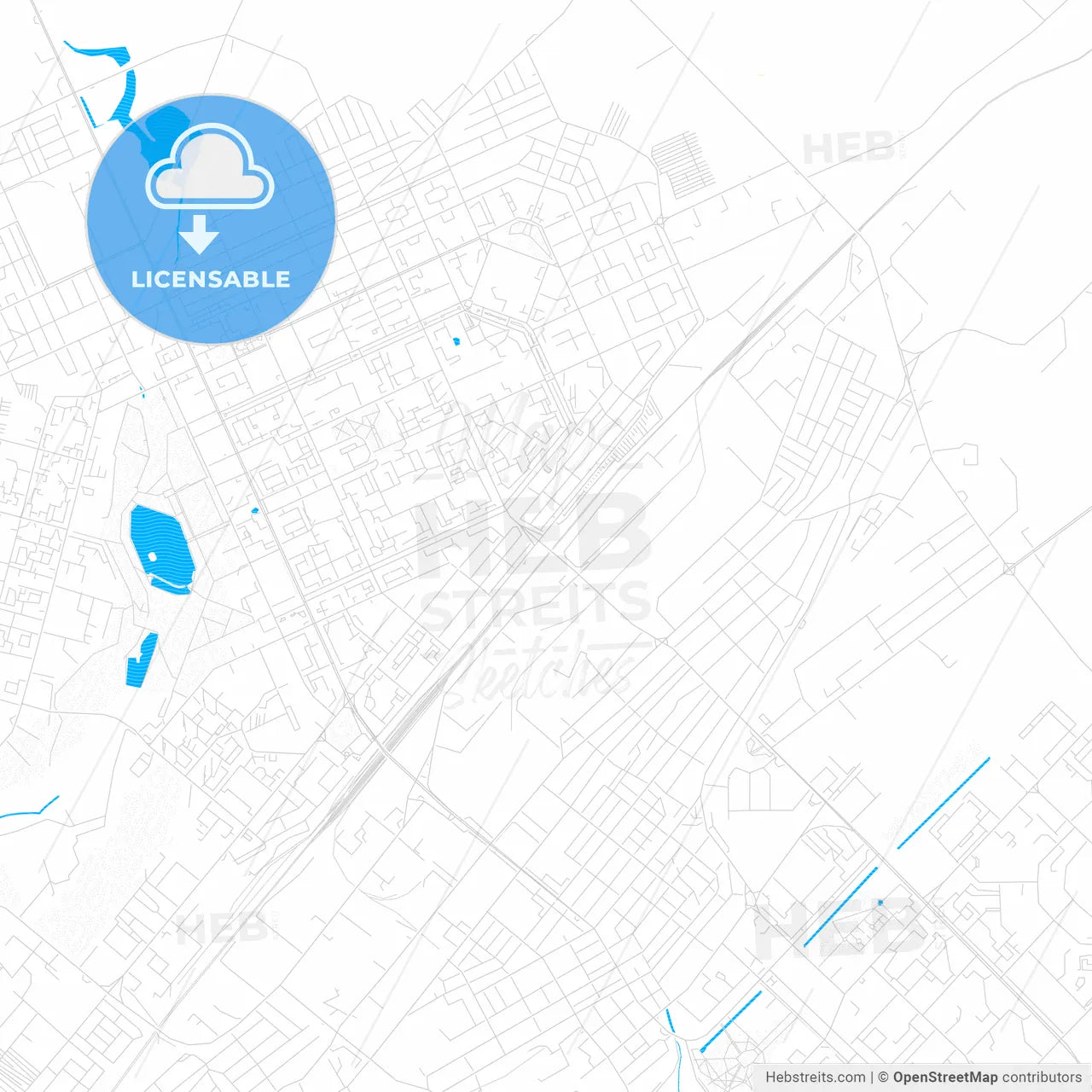 Karagandy, Kazakhstan PDF vector map with water in focus