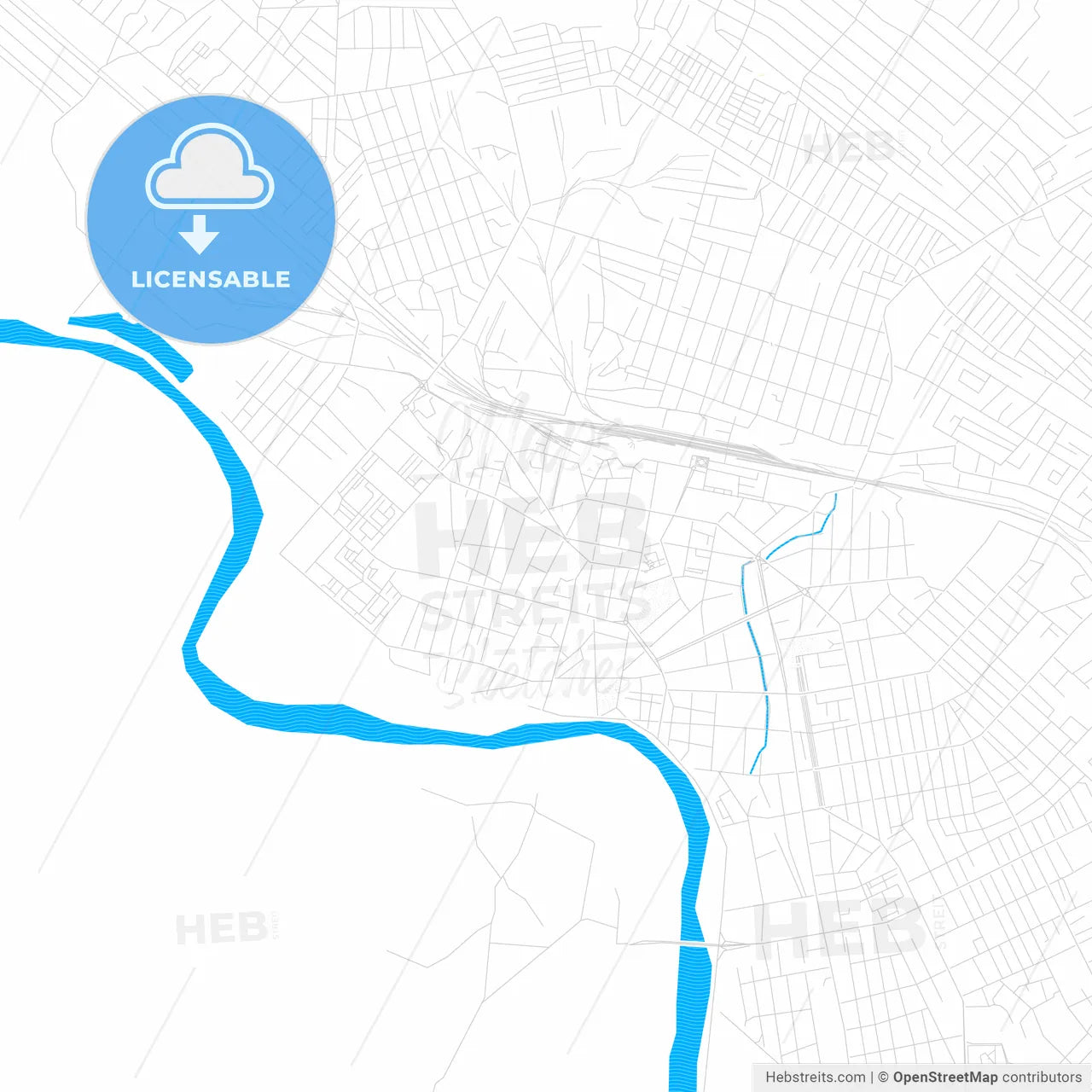 Kyzylorda, Kazakhstan PDF vector map with water in focus