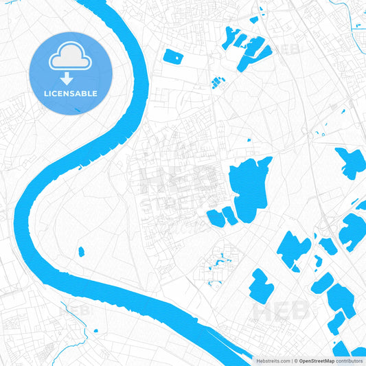 Monheim am Rhein, Germany PDF vector map with water in focus