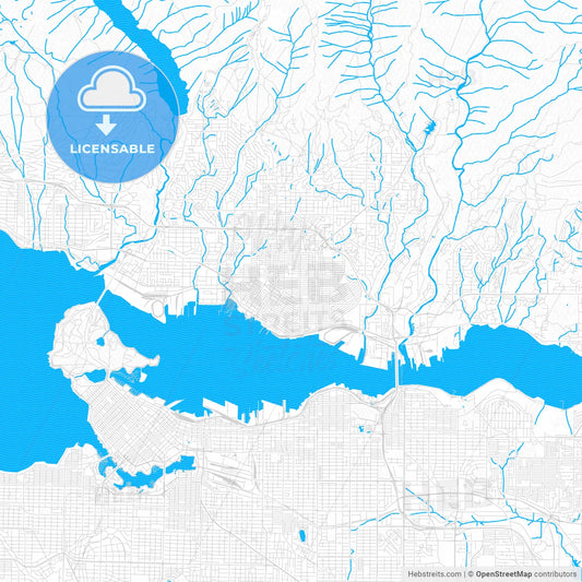 North Vancouver, Canada PDF vector map with water in focus