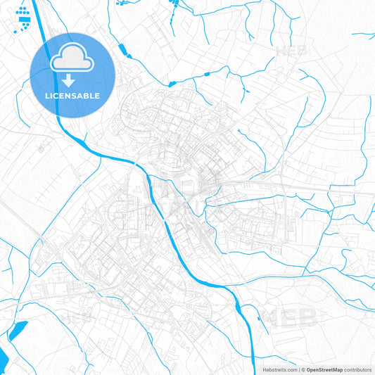 Frýdek-Místek, Czechia PDF vector map with water in focus