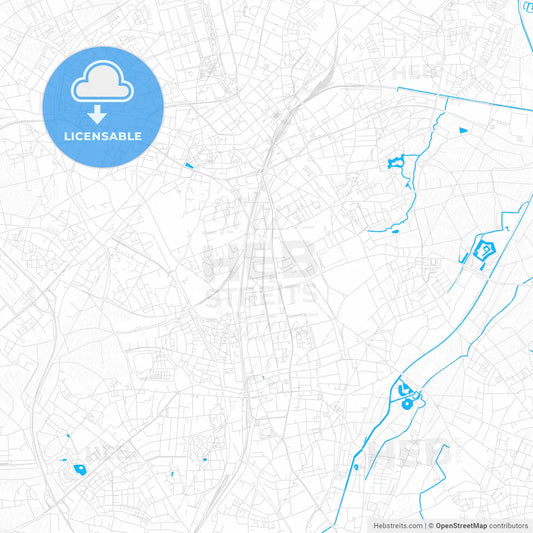 Monchengladbach, Germany PDF vector map with water in focus