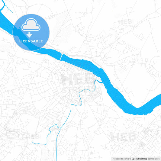 Waterford, Ireland PDF vector map with water in focus