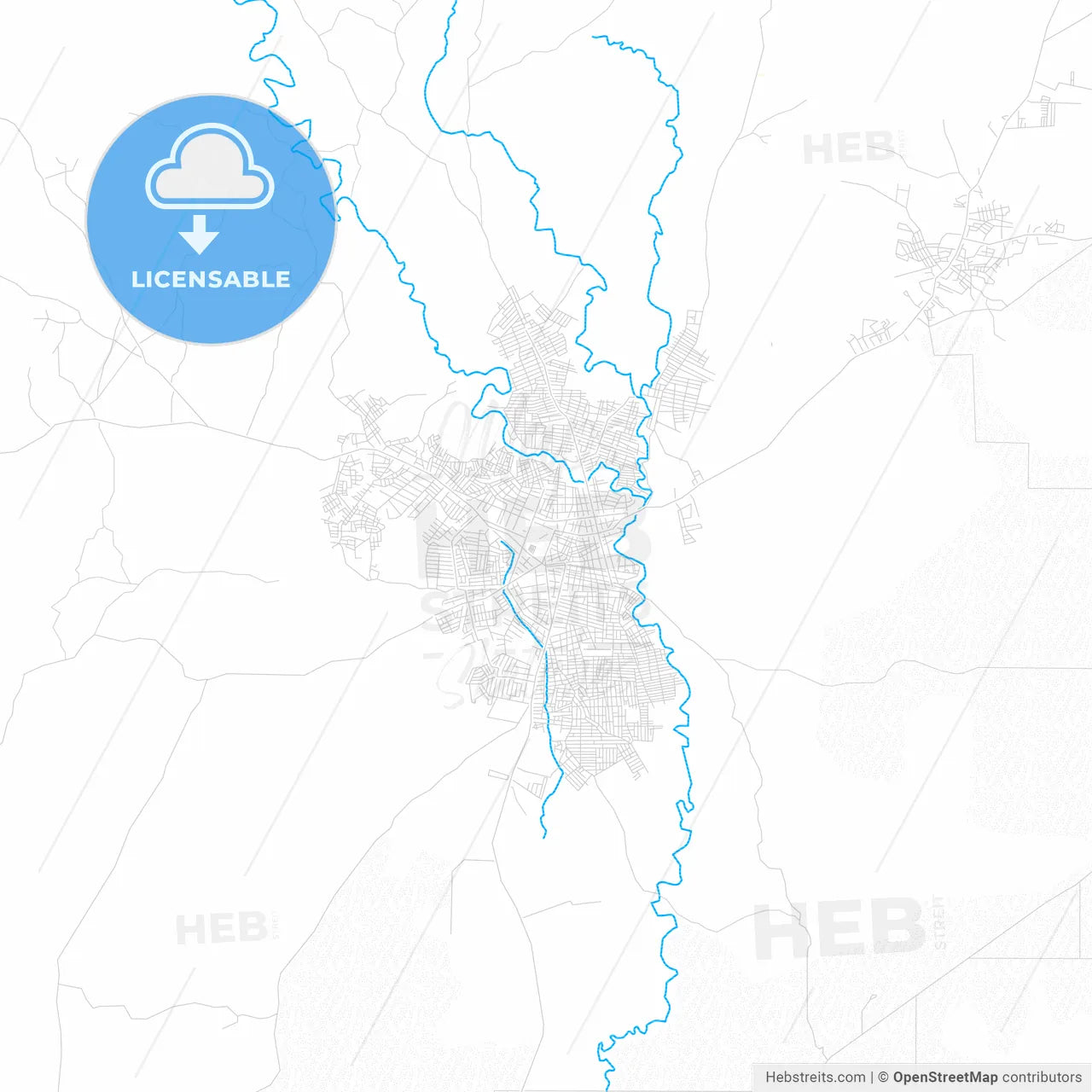 Higüey, Dominican Republic PDF vector map with water in focus