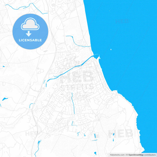 Bray, Ireland PDF vector map with water in focus