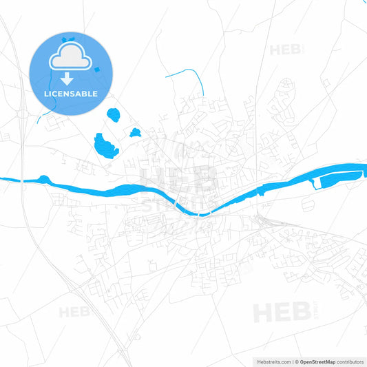 Drogheda, Ireland PDF vector map with water in focus
