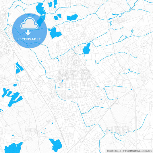 Langenfeld (Rheinland), Germany PDF vector map with water in focus