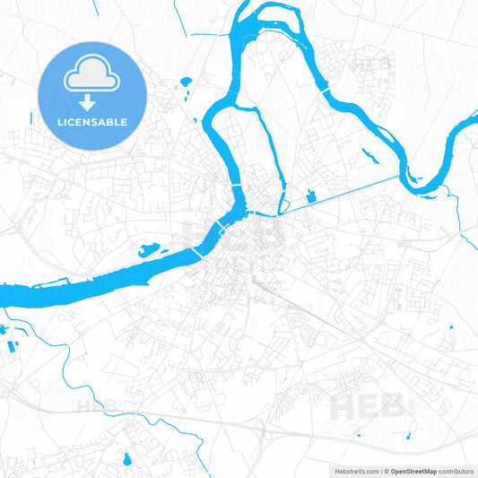 Limerick, Ireland PDF vector map with water in focus