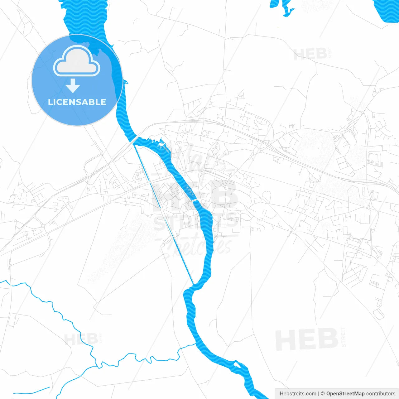 Athlone, Ireland PDF vector map with water in focus