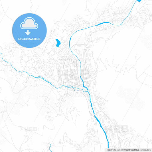 Mostar, Bosnia and Herzegovina PDF vector map with water in focus